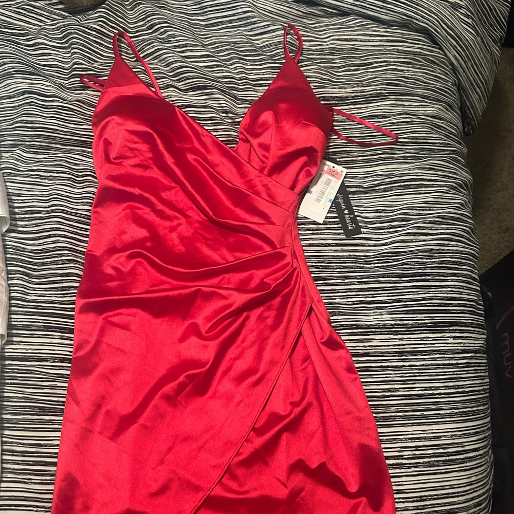 Red silk dress